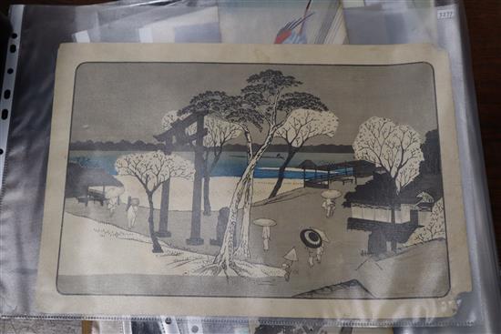 Japanese School, a group of assorted unframed woodblock prints